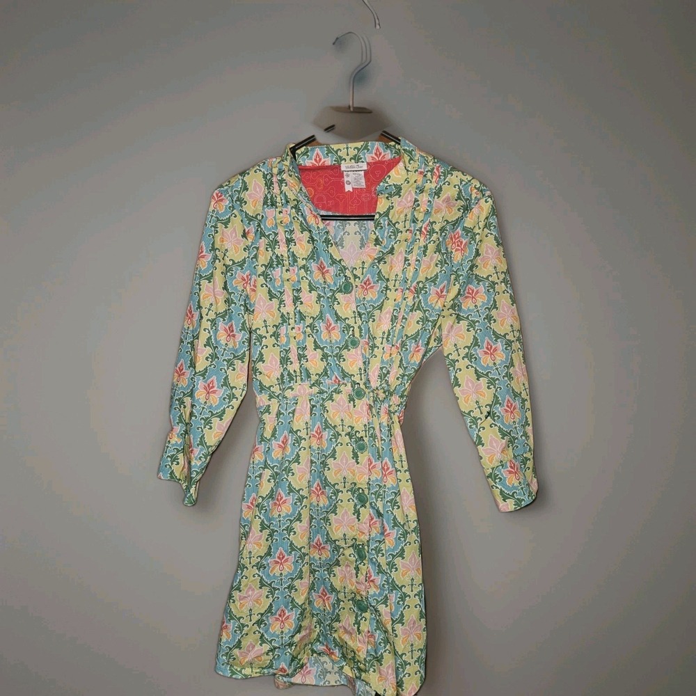 Matilda Jane Green Acres Floral Print Button Tunic Top Mini Dress MD EUC 2013